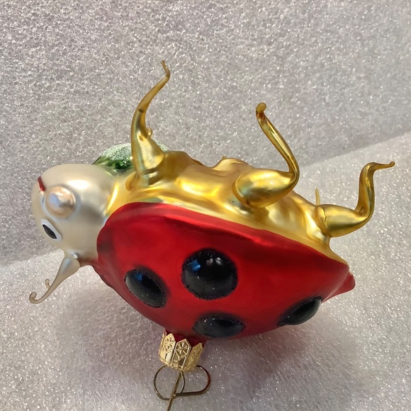 Large Ladybug Christmas Ornament Blown Glass Vintage - Picture 4 of 9
